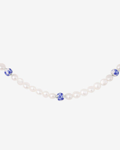 Flower Tile Pearl Collana Argento