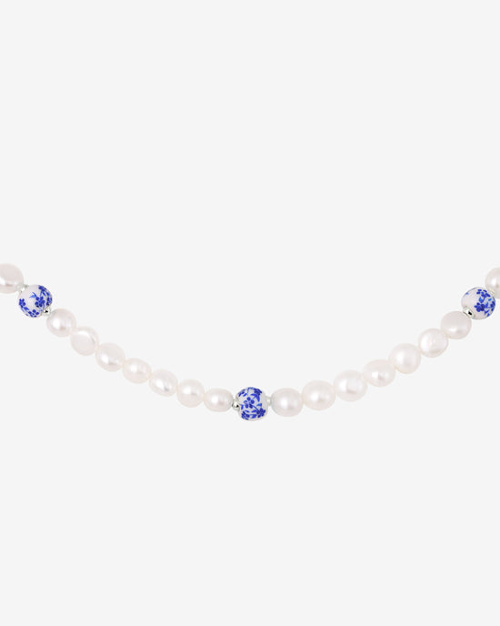 Flower Tile Pearl Collana Argento