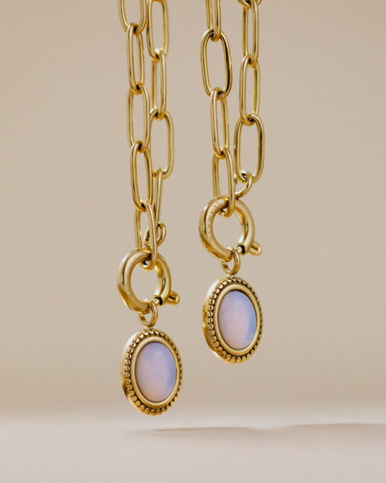 Opaline Oval Links Collana Set Argento