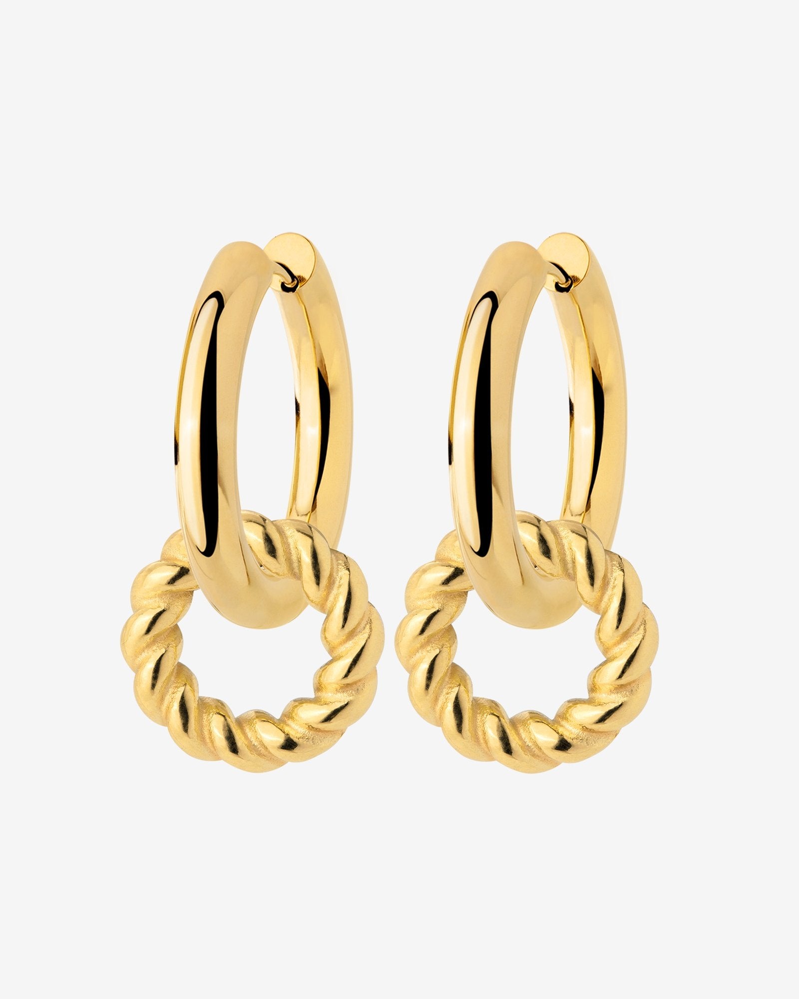 Chunky Twisted Donut Hoop Set Medium Oro