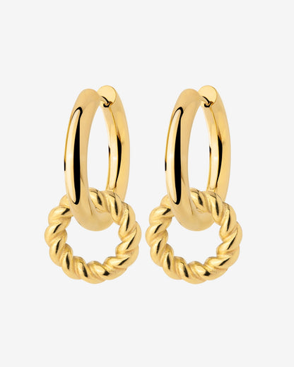 Chunky Twisted Donut Hoop Set Medium Oro