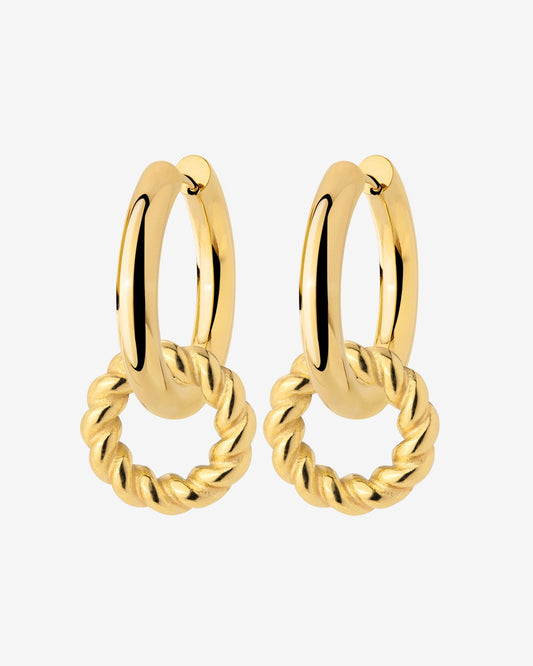 Chunky Twisted Donut Hoop Set Medium Oro