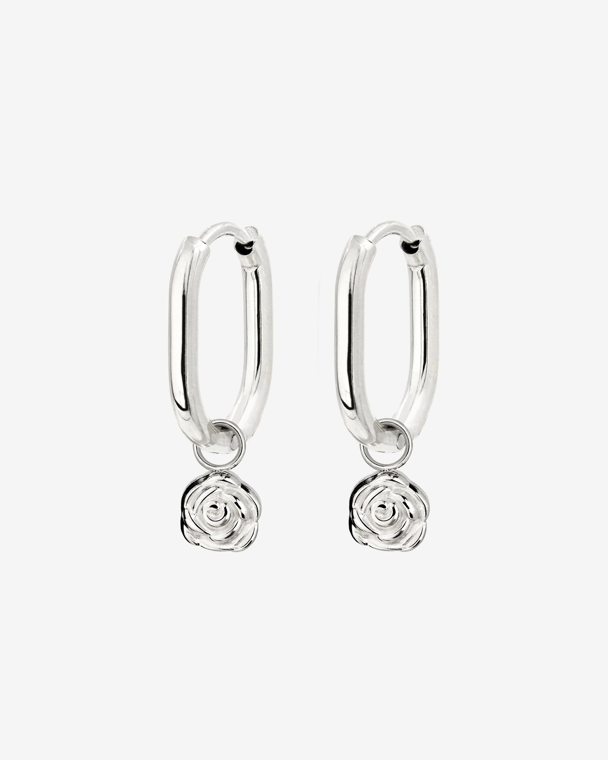 Rose Oval Hoop Set Baby Argento