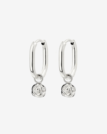 Rose Oval Hoop Set Baby Argento