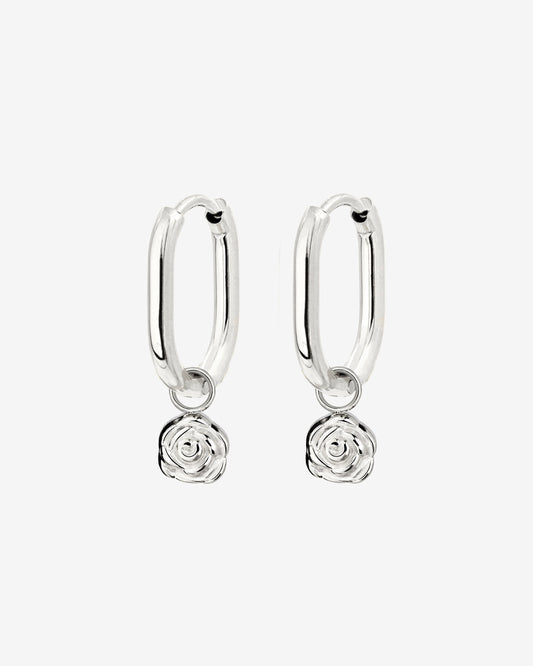 Rose Oval Hoop Set Baby Argento