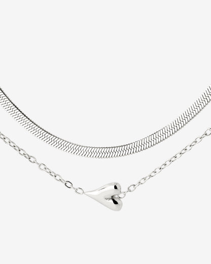 Flowy Heart Collana Bundle Argento