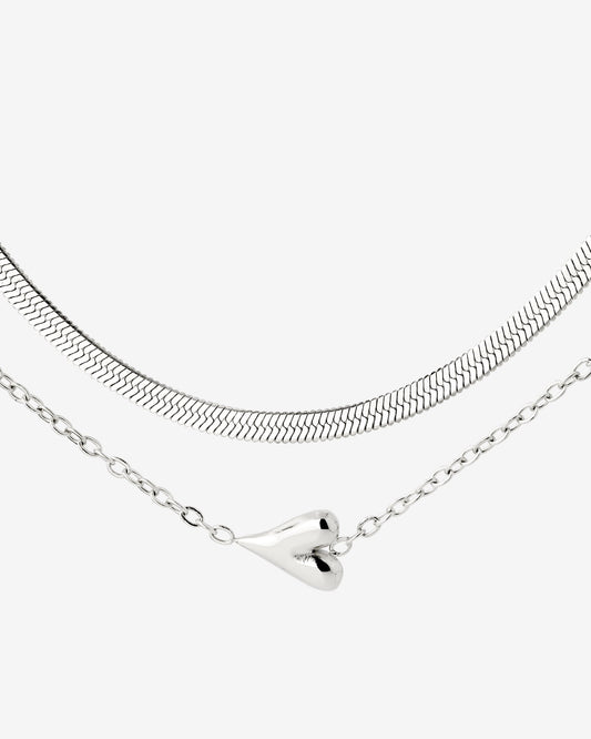 Flowy Heart Collana Bundle Argento