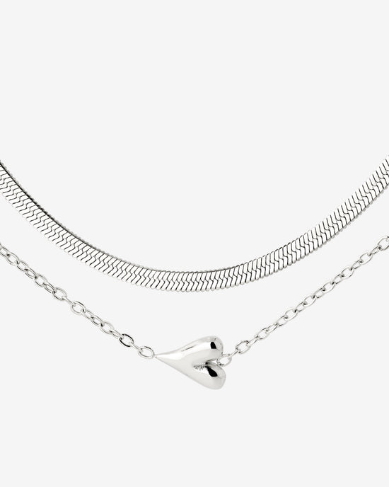 Flowy Heart Collana Bundle Argento
