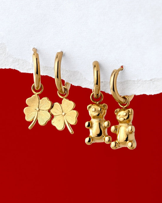 Lucky Clover Hoop Set Small Argento