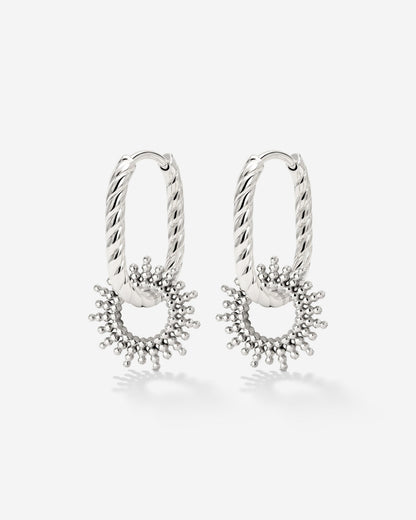 Sunny Oval Twisted Hoop Set Baby Argento