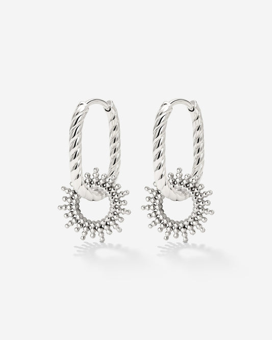 Sunny Oval Twisted Hoop Set Baby Argento