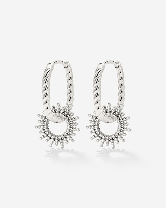 Sunny Oval Twisted Hoop Set Baby Argento