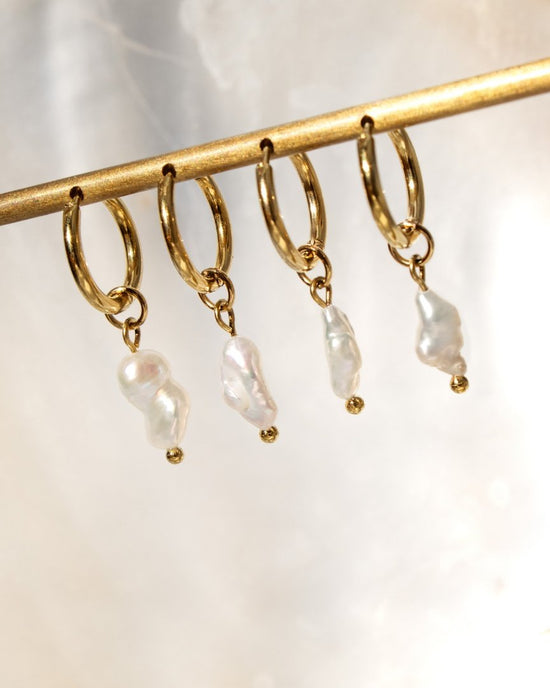 Lisas Power Pearl Hoop Set Oro Rosa