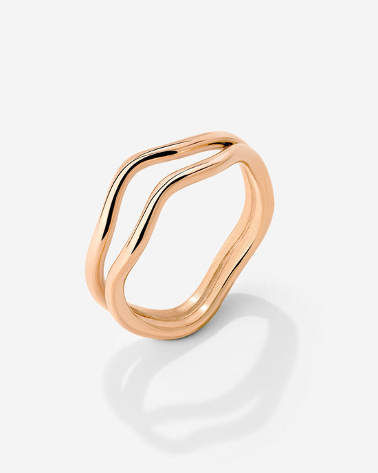Double Wave Anello Oro Rosa