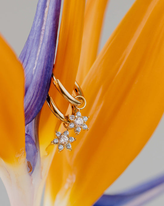 Blue Petal Hoop Set Small Argento