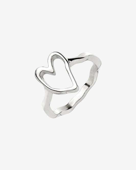 Flowy Heart Anello Argento