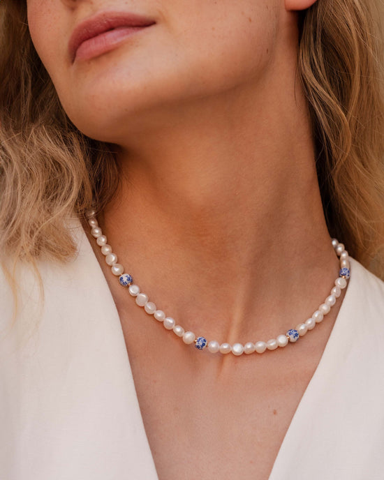 Flower Tile Pearl Collana Oro Rosa