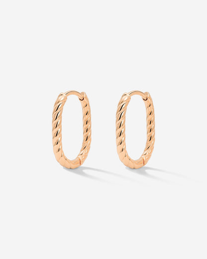 Oval Twisted Hoops Baby Oro Rosa