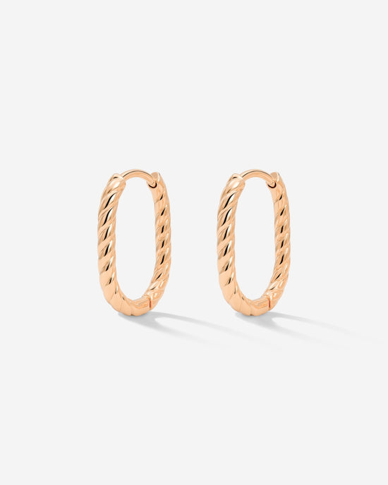 Oval Twisted Hoops Baby Oro Rosa