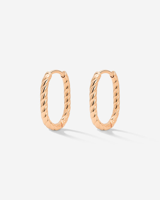 Oval Twisted Hoops Baby Oro Rosa