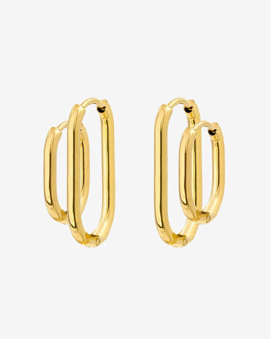Oval Clean Hoop Set Oro