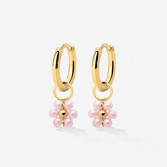 Pretty Pink Daisy Hoop Set Small Oro