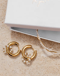 Chunky Pearl 'n' Beads Hoop Set Medium Oro Rosa