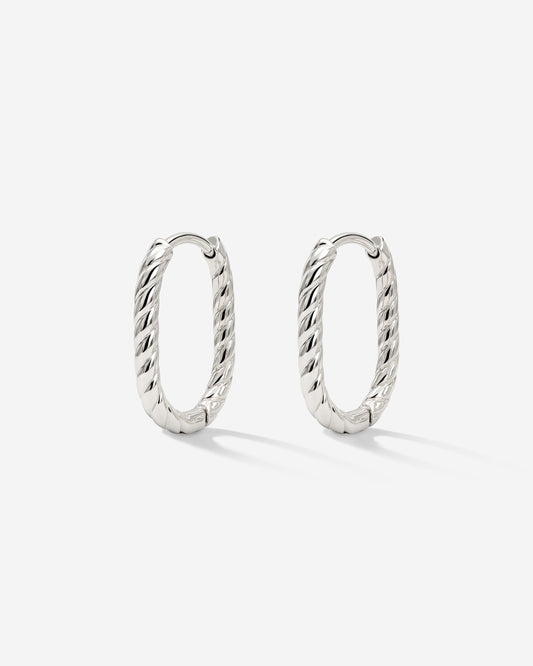 Oval Twisted Hoops Baby Argento