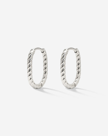 Oval Twisted Hoops Baby Argento
