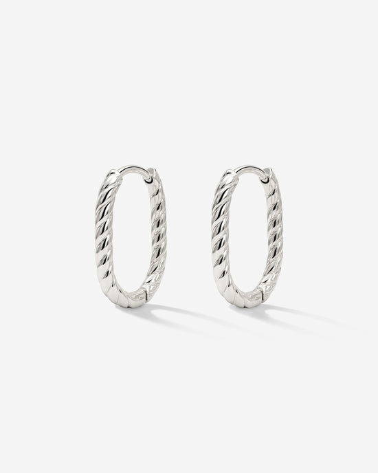 Oval Twisted Hoops Baby Argento