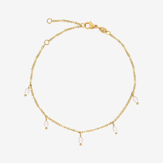 Perla Blanco Cavigliera Oro