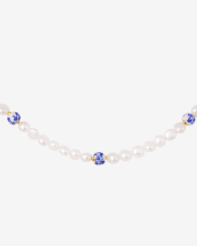 Flower Tile Pearl Collana Oro