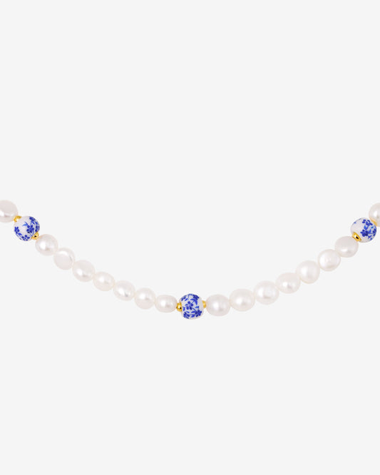 Flower Tile Pearl Collana Oro