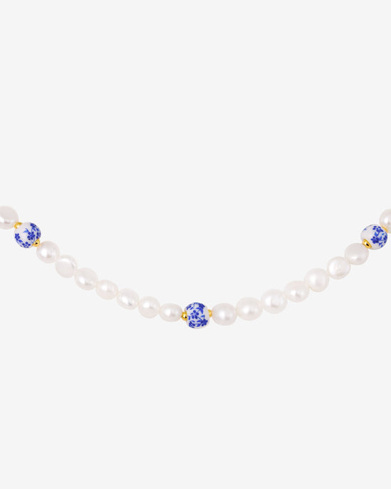 Flower Tile Pearl Collana Oro