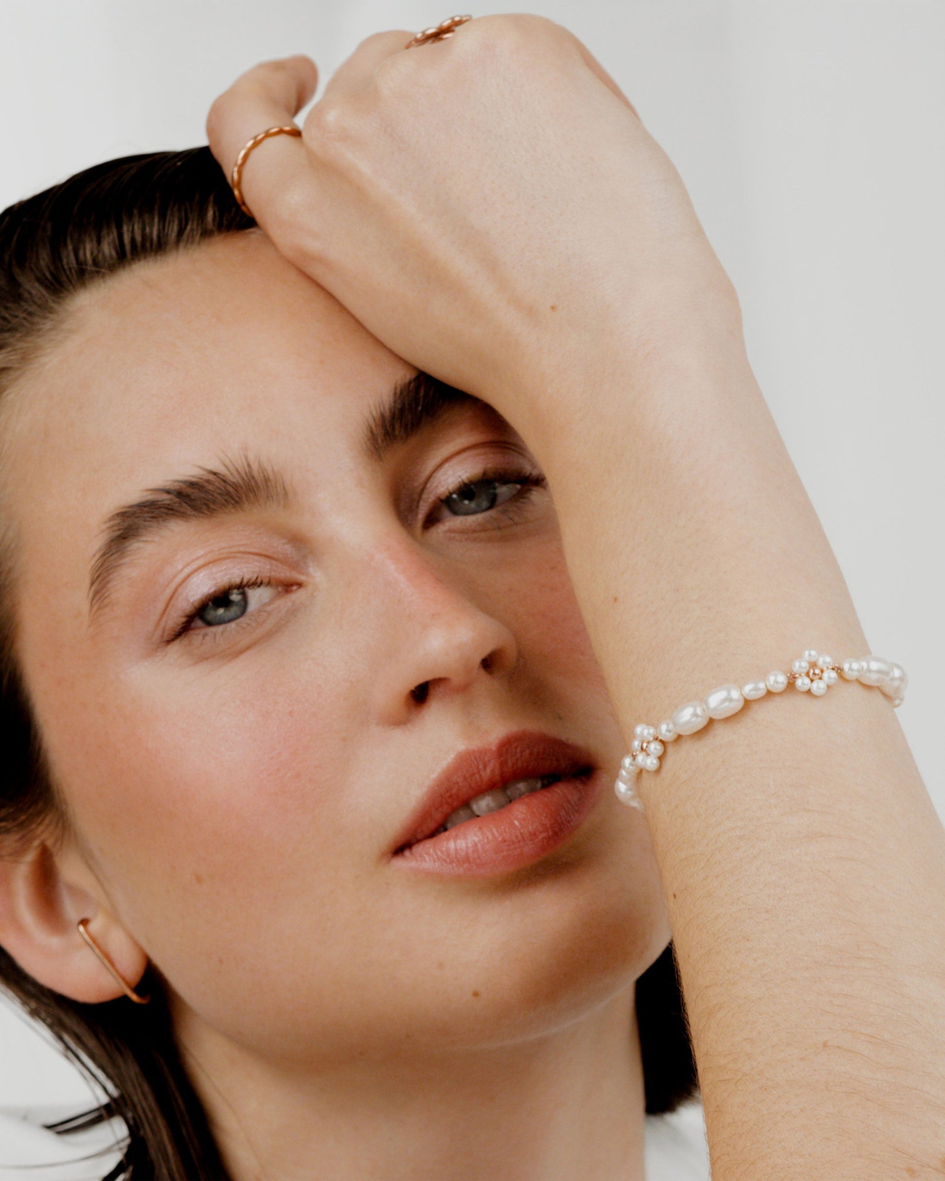 Flowery Pearls Bracciale Oro Rosa