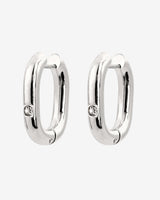 Sparkle Oval Hoops Medium Argento