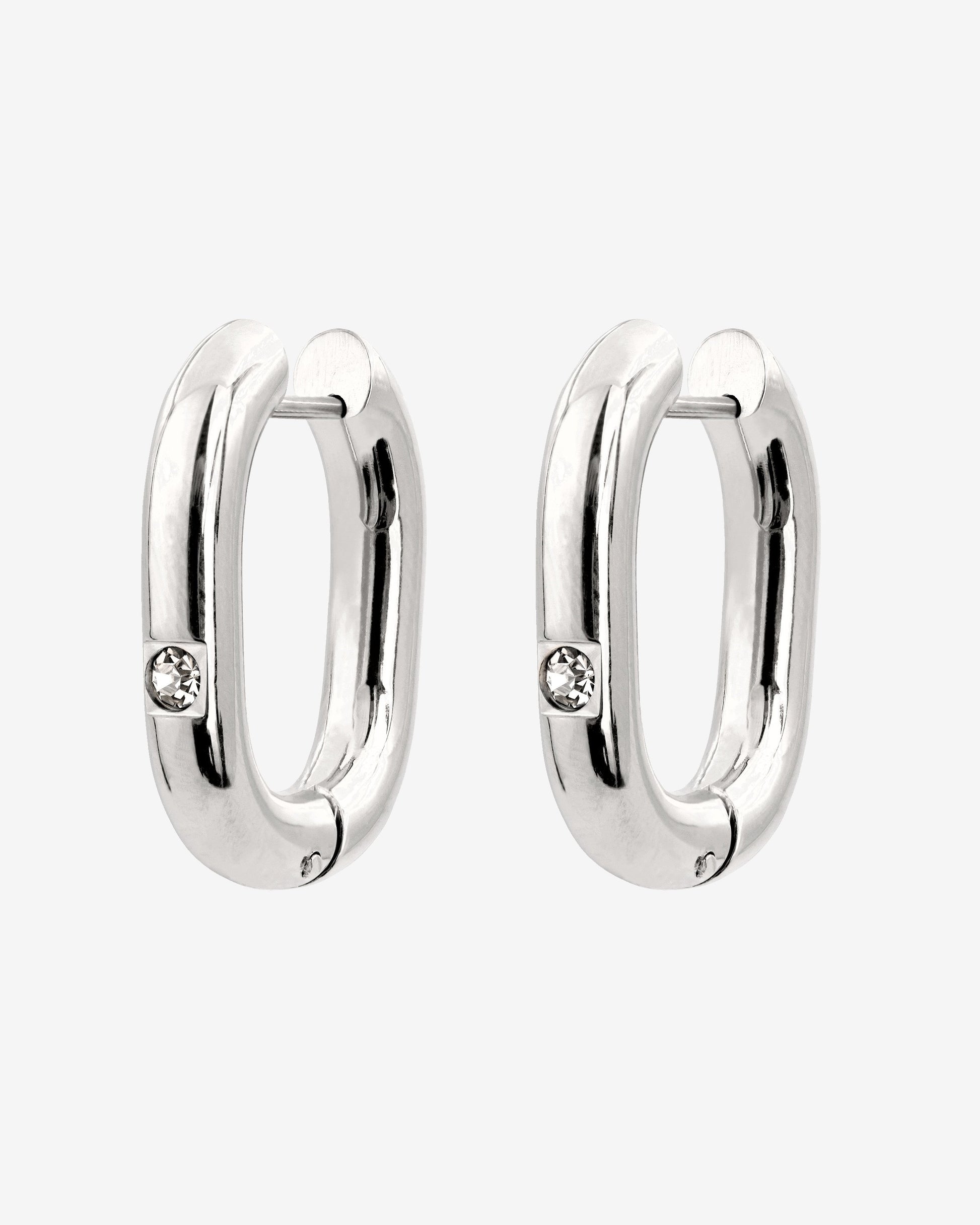 Sparkle Oval Hoops Medium Argento