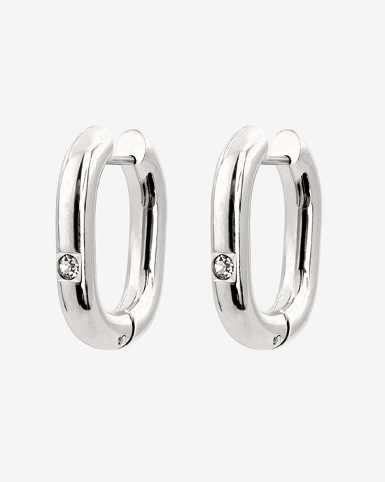 Sparkle Oval Hoops Medium Argento