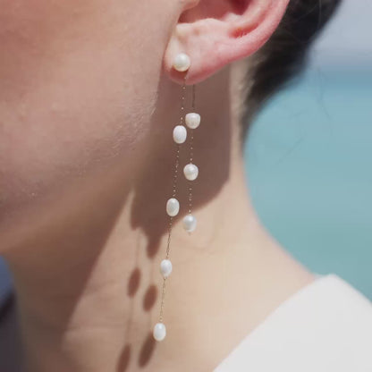 Jules Unique Pearl Fall Studs Oro Rosa