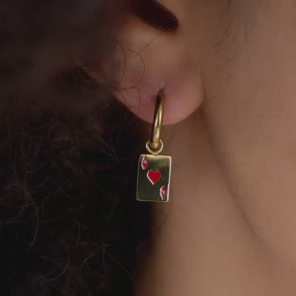 Red Ace Hoop Set Small Argento