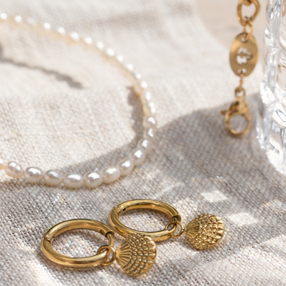 Cute Shell Hoop Set Oro