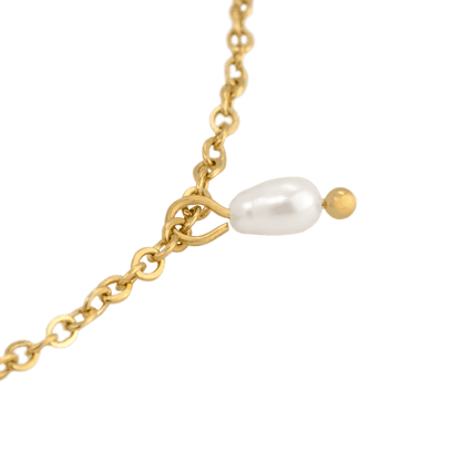 Perla Blanco Choker Oro