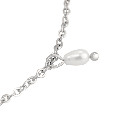 Perla Blanco Choker Argento