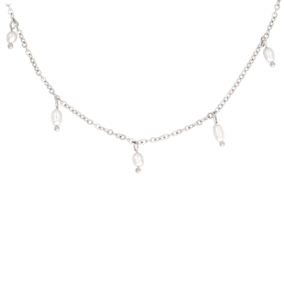 Perla Blanco Choker Argento