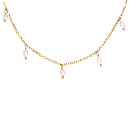 Perla Blanco Choker Oro