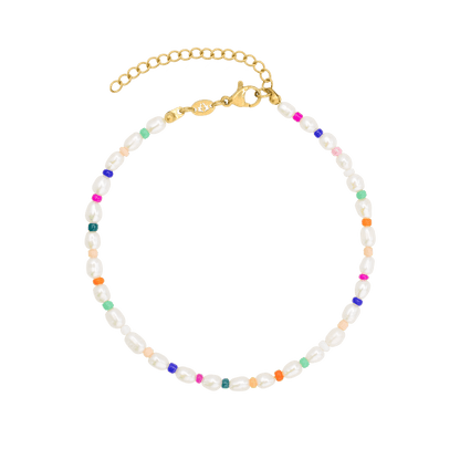 Rainbow Pearl Cavigliera Oro