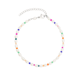 Rainbow Pearl Cavigliera Argento