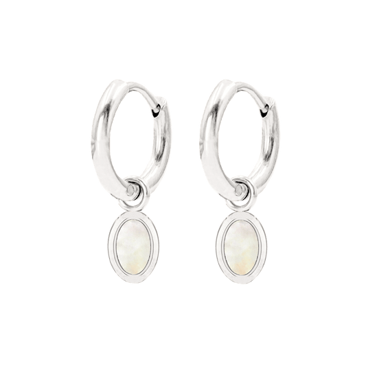 Mother of Pearls Hoop Set Argento