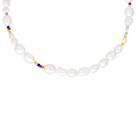 Colorful Pearly Choker Argento
