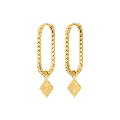 Rombo Oval Twisted Hoops Small Oro